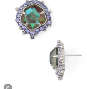 Kendra Scott Silver and Green Stud Earrings